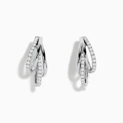 Effy Jewelry Pave Classica 14K White Gold Half Hoop Diamond Earrings | Earrings