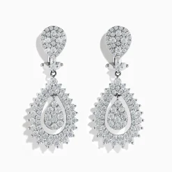 Effy Jewelry Pave Classica 14K White Gold French Clip Diamond Statement Drop Earrings 3.28 TCW | Earrings