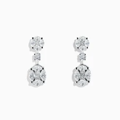 Effy Jewelry Pave Classica 18K White Gold Diamond Drop Earrings | Earrings