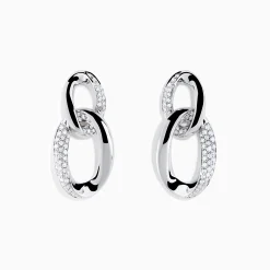 Effy Jewelry Pave Classica 14K White Gold Diamond Interlocking Links Earrings | Earrings