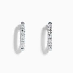 Effy Jewelry Pave Classica 14K White Gold Diamond Hoop Earrings | Earrings
