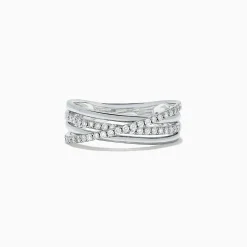 Effy Jewelry Pave Classica 14K White Gold Diamond Cross Over Ring, 0.29 TCW | Rings