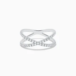 Effy Jewelry Pave Classica 14K White Gold Diamond Criss Cross Ring, 0.40 TCW | Rings
