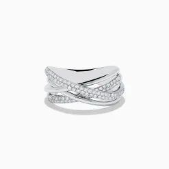 Effy Jewelry Pave Classica 14K White Gold Diamond Cross Over Ring, 0.40 TCW | Rings