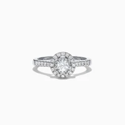 Effy Jewelry Pave Classica 14K White Gold Diamond Halo Ring, 0.59 TCW | Rings