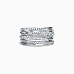 Effy Jewelry Pave Classica 14K White Gold Diamond Crossover Ring, 0.54 TCW | Rings