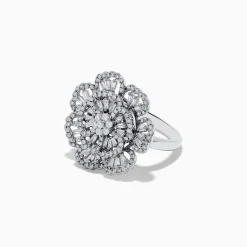 Effy Jewelry Pave Classica 14K White Gold Diamond Flower Ring | Rings