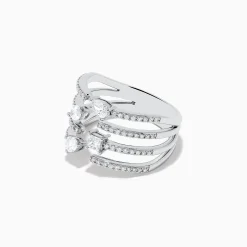 Effy Jewelry Pave Classica 14k White Gold Open Shank Diamond Ring | Rings