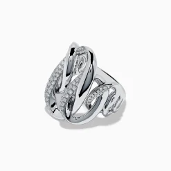 Effy Jewelry Pave Classica 14K White Gold Interlocking Diamond Statement Ring | Rings