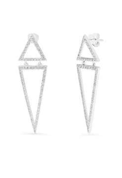 Effy Jewelry Pave Classica 14K White Gold Diamond Triangles Earrings, 0.59 TCW | Earrings
