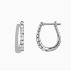 Effy Jewelry Pave Classica 14K White Gold 3/4"Diamond Hoop Earrings, 0.49 TCW | Earrings