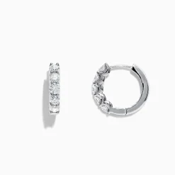 Effy Jewelry Pave Classica 14K White Gold 5/8" Diamond Hoop Earrings, 0.98 TCW | Earrings