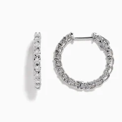BH Multi Pave Classica 14K White Gold 3/4" Diamond Inside- Out Hoop Earrings | Earrings