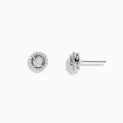 Effy Jewelry Pave Classica 14K White Gold Diamond Halo Stud Earrings 0.48 TCW | Earrings