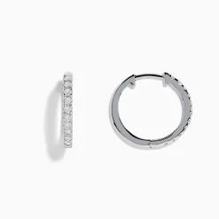 Effy Jewelry Pave Classica 14k White Gold 5/8" Diamond Hoop Earrings 0.49 TCW | Earrings