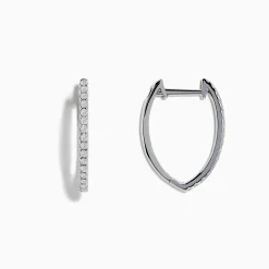 Effy Jewelry Pave Classica 14k White Gold 3/4" Diamond Hoop Earrings 0.31 TCW | Earrings