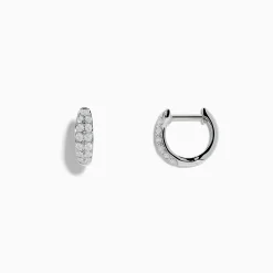 Effy Jewelry Pave Classica 14k White Gold Diamond Huggie Earrings | Earrings