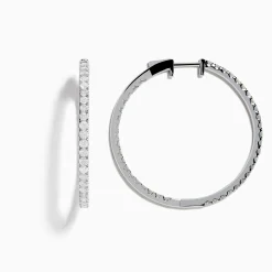 Effy Jewelry Pave Classica 14K White Gold 1 1/2" Diamond Inside-Out Hoop Earrings 3.19 TCW | Earrings