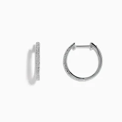 Effy Jewelry Pave Classica 14k White Gold Diamond Hoop Earrings | Earrings