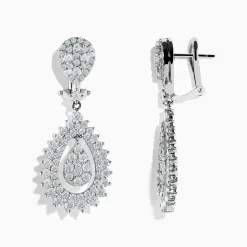 Effy Jewelry Pave Classica 14K White Gold French Clip Diamond Statement Drop Earrings 3.28 TCW | Earrings