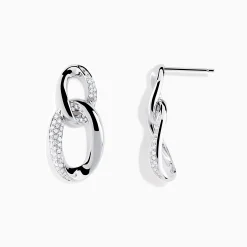 Effy Jewelry Pave Classica 14K White Gold Diamond Interlocking Links Earrings | Earrings