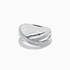 Effy Jewelry Pave Classica 14K White Gold Diamond Cross Over Ring, 0.40 TCW | Rings