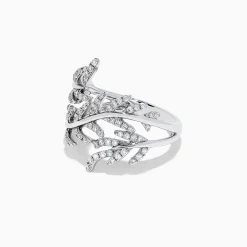 Effy Jewelry Pave Classica 14K White Gold Diamond Wrapped Leaf Ring, 0.62 TCW | Rings