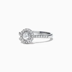 Effy Jewelry Pave Classica 14K White Gold Diamond Halo Ring, 0.59 TCW | Rings