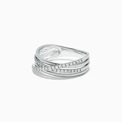 Effy Jewelry Pave Classica 14K White Gold Diamond Cross Over Ring, 0.29 TCW | Rings