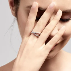 Effy Jewelry Pave Classica 14K White Gold Diamond Criss Cross Ring, 0.40 TCW | Rings