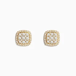 Effy Jewelry Pave Classica 14K Yellow Gold Square Diamond Stud Earrings 0.97 TCW | Earrings