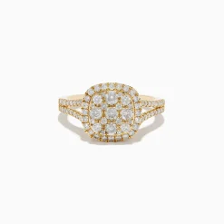 Effy Jewelry Pave Classica 14K Yellow Gold Square Diamond Ring 0.97 TCW | Rings