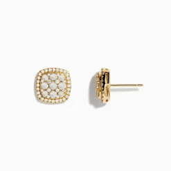 Effy Jewelry Pave Classica 14K Yellow Gold Square Diamond Stud Earrings 0.97 TCW | Earrings
