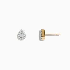 Effy Jewelry Pave Classica 14K Yellow Gold Pave Diamond Pear Shaped Stud Earrings | Earrings