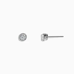 Effy Jewelry Pave Classique 14K White Gold Bezel Set Diamond Solitaire Earrings 0.50 TCW | Earrings