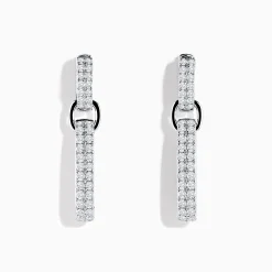 Effy Jewelry Pave 14K White Gold Diamond Interlocking Hoop Earrings | Earrings