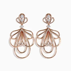 Effy Jewelry Pave Rose 14K Gold Diamond Fashion Statement Earrings | Earrings