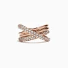 Effy Jewelry Pave Rose 14K Gold Diamond Cross Over Ring, 0.82 TCW | Rings