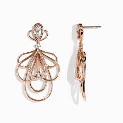 Effy Jewelry Pave Rose 14K Gold Diamond Fashion Statement Earrings | Earrings