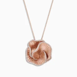 Effy Jewelry Pave Rose 14K Rose Gold Diamond Flower Pendant, 0.85 TCW | Necklaces & Pendants