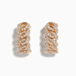 Effy Jewelry Pave Rose 14K Rose Gold Diamond Huggie Earrings | Earrings