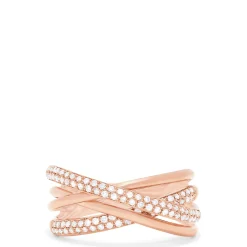 Effy Jewelry Pave Rose 14K Rose Gold Diamond Crossover Ring, 0.40 TCW | Rings