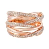 Effy Jewelry Pave Rose 14K Rose Gold Diamond Cross Over Ring, 0.53 TCW | Rings