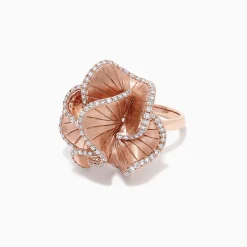 Effy Jewelry Pave Rose 14K Rose Gold Diamond Flower Ring, 0.90 TCW | Rings