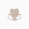 Effy Jewelry Pave Rose 14K Rose Gold Diamond Heart Ring | Rings