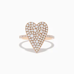 Effy Jewelry Pave Rose 14K Rose Gold Diamond Heart Ring | Rings