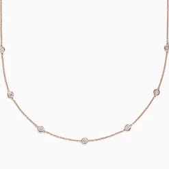 BH Multi Pave Rose 14K Rose Gold Diamond Station Necklace, 0.69 TCW | Necklaces & Pendants