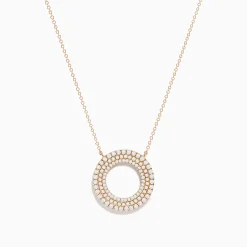 Effy Jewelry Pave Rose 14K Rose Gold Diamond Circle Necklace | Necklaces & Pendants