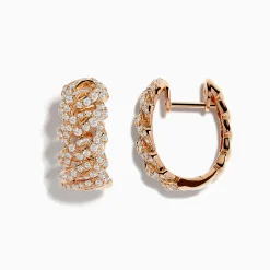 Effy Jewelry Pave Rose 14K Rose Gold Diamond Huggie Earrings | Earrings