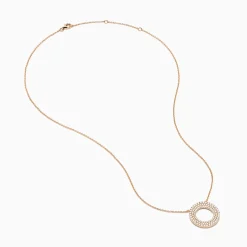 Effy Jewelry Pave Rose 14K Rose Gold Diamond Circle Necklace | Necklaces & Pendants